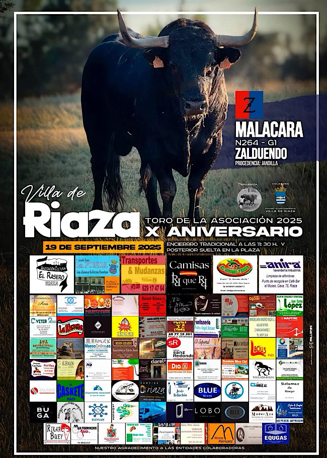<h3  class='enlacePalabraNoticia' onclick='opcionBuscarActualidad('Riaza','')'>Riaza</h3> presenta a Malacara, el toro de la Asociacin 2025
