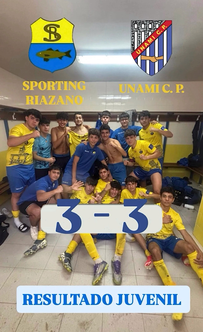 El Juvenil del Sporting <h3 class='enlacePalabraNoticia' onclick='opcionBuscarActualidad('Riazano','')' >Riazano</h3> deja escapar la victoria en los minutos finales