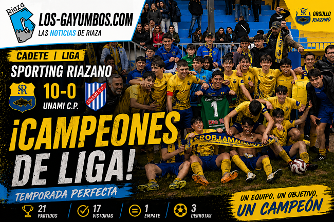 El cadete del Sporting <h3 class='enlacePalabraNoticia' onclick='opcionBuscarActualidad('Riazano','')' >Riazano</h3> se corona campe�n de liga en la recta final de la temporada